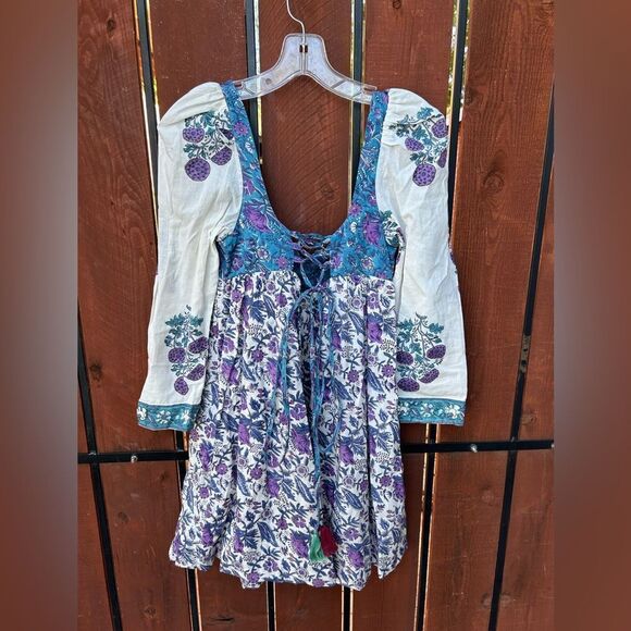 Alix Of Bohemia Blue and Purple Puff Sleeve Sundress - Picture 4 of 9